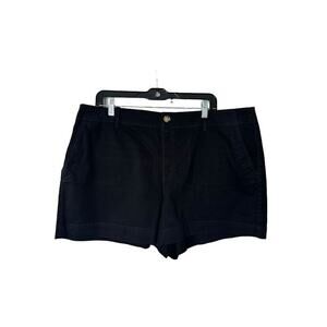 LOFT Womens Black The Washed Twill Shorts High Rise Plus Size 18 Curvy 4"